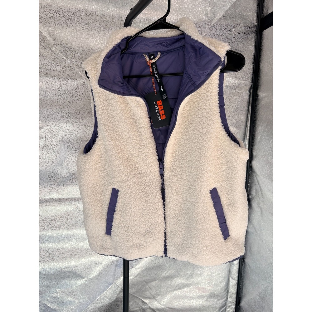 Bass Outdoor Reversible Zip Vest Gardenia/Heron Sz M (P8)